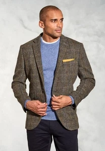 Giacca tweed Harris su misura Sumburgh verde/blu check 40 reg - IN MAGAZZINO - Foto 1 di 5