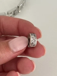 New Genuine Authentic Pandora Sterling Silver Pink Pavé Clip Charm ~791817PCZ - Picture 1 of 4