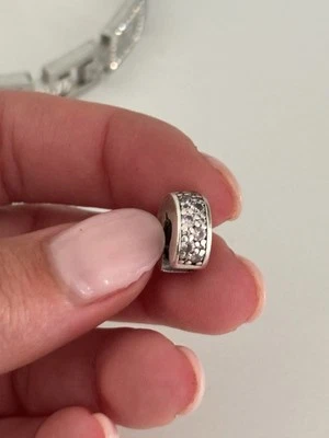 New Genuine Authentic Pandora Sterling Silver Pink Pavé Clip Charm ~791817PCZ - Image 1 of 4