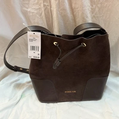 MICHAEL KORS Greenwich Brown / Dark Carmel Suede Bucket Bag. MSRP $298 - Image 1 of 3