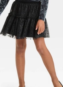Cat & Jack Girl Size XL ( 14 ) Skirt Sparkling Black Halloween Party Tulle Tutu - Picture 1 of 6