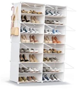 Zapatero Organizador, 32 Pares Zapatero Armario de Almacenamiento con Puerta 2 por 8 Transparente - Imagen 1 de 7