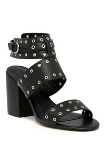 Sandalias de tacón Rebecca Minkoff Carter negras con ojal 6 punta abierta caprichoso grunge - Imagen 1 de 8