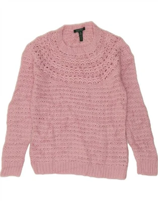 Suéter Jersey Ralph Lauren Mujer Crochet Cuello Redondo Reino Unido 12 Medio Rosa CD25 Foto 1 de 3