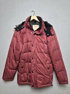Uniqlo Down Jacket Women 16 Burgundy Hooded Coat Padded Quilted Premium Full Zip - Picture 1 of 7