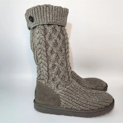 UGG Classic Cardi Cabled Knit Sweater Knee Boots Women's Size 8 NWT - Image 1 of 4