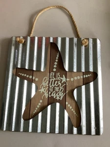 Letrero de madera galvanizado de estrellas de mar - Imagen 1 de 2