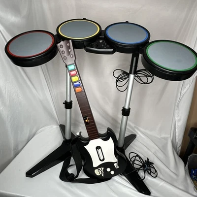 Rock Band Wired USB Drum Set Bundle PlayStation With Guitar And Game - Image 1 of 4