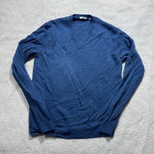 Uniqlo Pullover Damen mittelblau Wollmischung V-Ausschnitt Pulli klassisch leicht - Bild 1 von 13