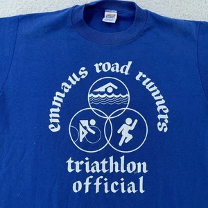 Vintage Emmaus Road Runners Triathlon T-Shirt XS/S Miller Lite Pennsylvania 80s - Picture 1 of 9