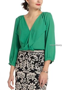 Camicia Anthropologie Parted Ruffle nuova di Maeve taglia 4P - Foto 1 di 4