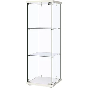 Glass Display Cabinet 3-Shelf Glass Curio Cabinet Trophy Case Bookshelf w/ Lock - Picture 1 of 11