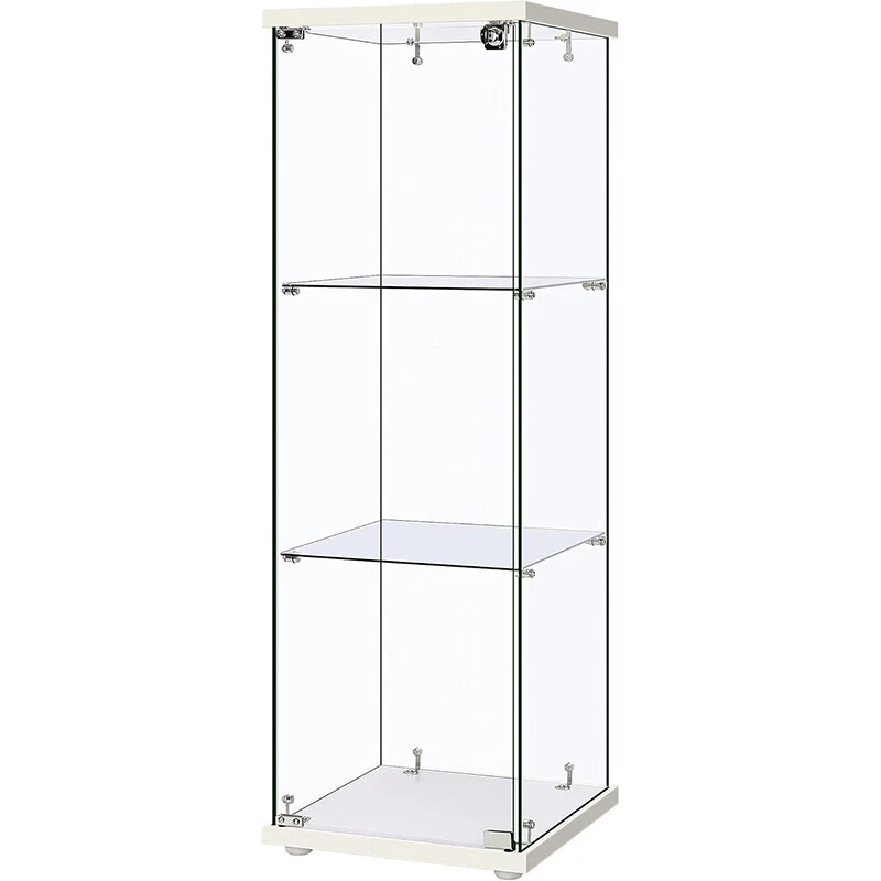 Glass Display Cabinet 3-Shelf Glass Curio Cabinet Trophy Case Bookshelf w/ Lock - Image 1 of 4