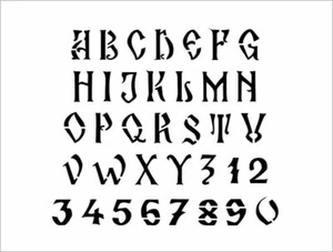 Plantilla de alfabeto gótico pesadilla 1 pulgada estilo antiguo conjunto de fuentes hoja de letras S585 - Imagen 1 de 2