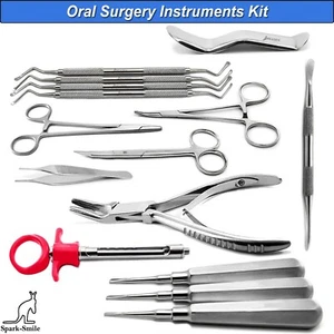 Dental Oral Surgery Extraction Kit Lucas Bone Curettes Scissor Forceps Elevators - Picture 1 of 20