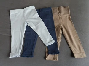 3 Baby Hosen/Leggins Mädchen Größe 74/80, 2x neu, blau + taupe, Rüschchen - Bild 1 von 5