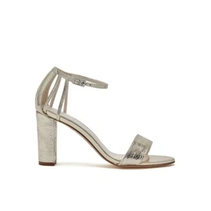 Talia Gold - Rainbow Club Block Heel Ankle Strap Crackled Gold Wedding Sandals - Picture 1 of 5