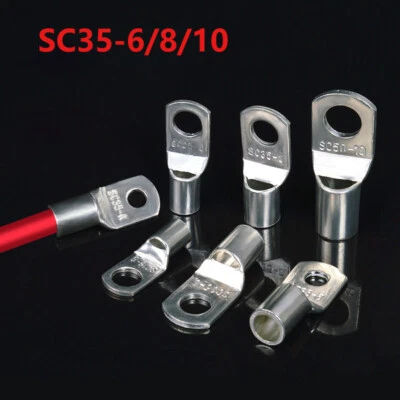 35mm² 6/8/10 Cable Copper Lug Ring Terminal Wire Connector Battery Welding Crimp - Image 1 of 4
