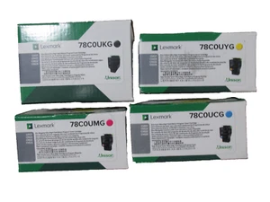 Komplettset Lexmark Toner 78C0UKG 78C0UYG 78C0UMG 78C0UCG C5521 CX622 CX625 - Afbeelding 1 van 2