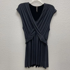 FREE PEOPLE Criss Cross kleines Kleid graue Kappe Ärmel roher Saum Mini - Bild 1 von 8