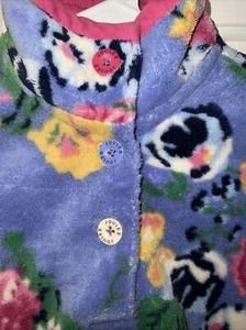 JOULES CLOTHING Blue Floral Print Pink Elbow Patch 1/4 Button Down Size 7Y - Picture 1 of 4