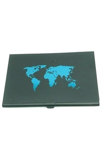 Visitenkarten Etui Business Card Box Visitenkartenhalter Metall Weltkarte - Imagen 1 de 5