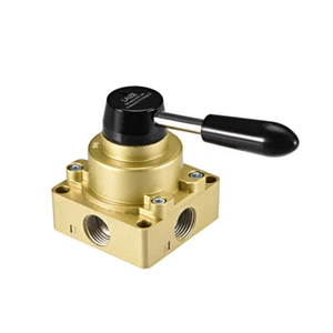 Rotary Lever Hand Valve, HV-04 1/2" PT Female 3 Position 4 Ways Air Flow Control - Picture 1 of 5