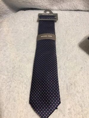 Corbata para hombre Michael Kors azul marino con cuadrados pequeños rojos y plateados nueva Foto 1 de 3