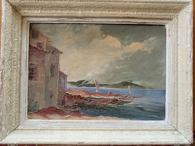 Tableau huile sur panneau carton , Signé Marcel Testai. Cap d'Antibes - Photo 1/2