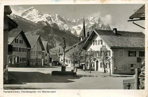 Postal Partenkirchen Florianplatz con Wetterstein Alemania pm 1956 - Imagen 1 de 2