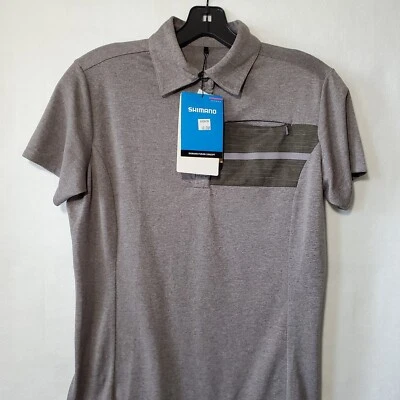 Camisa Polo de Ciclismo Shimano Mujer Pequeña Gris Bolsillo con Cremallera Jinji Cycles Transit Nueva con Etiquetas Foto 1 de 4