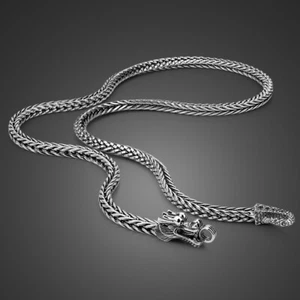 Solid 925 Sterling Silver Curb Chain Link Dragon Necklace 20"-26" for Men & Wom - Picture 1 of 23