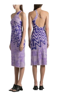 House Of Sunny Dress Wannabe Hockney Jacquard Knit One Shoulder Purple size UK 6 - Picture 1 of 13