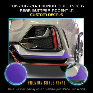 For 2017+ Civic Type R Rear Bumper Accent Graphic Decal Overlay - Glossy Vinyl - Picture 1 of 21