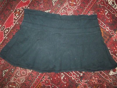 So Solid Black A-line Fit Flare Skirt Sz Medium  Drawstring Waist Comfy Cotton - Image 1 of 4