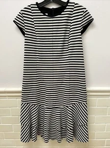 A-K-R-I -S   AKRIS PUNTO Black & Tan Stripe Dress Size 10 - Picture 1 of 5