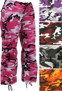 Womens Camo Military Fatigues, 8-Pocket Cargo Army Paratrooper Ladies BDU Pants - Picture 1 of 22