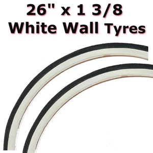 2x Weiß Wand Reifen 26 1 3/8 (37-590) Klassisch Fahrradreifen - Bild 1 von 1