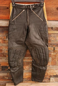 Vintage Leather Motorcycle Pants Torsten Hallman Broderna Halvarson 29" W x 26" - Picture 1 of 12
