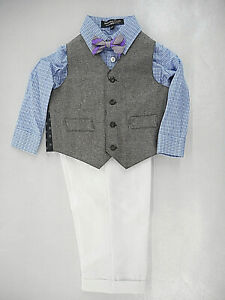Toddler/Boys Sahara $52 Vest/Dress Shirt & Dress Pants 4PC Vest Suit Sizes 2T-14