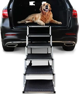 Folding Portable Dog Steps Aluminium Portable Stairs Ladder For Car Boot SUV - Picture 1 of 9