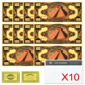 Mexico Chichen Itza 10pcs in Shell 2007 New Seven Wonders Gold Foil Banknotes - Picture 1 of 5