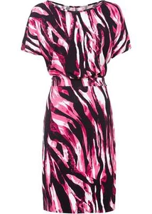 Vestido Jersey Estampado T. 40/42 Rosa Negro Gráfico Mujer Verano Vestido Nuevo - Imagen 1 de 1