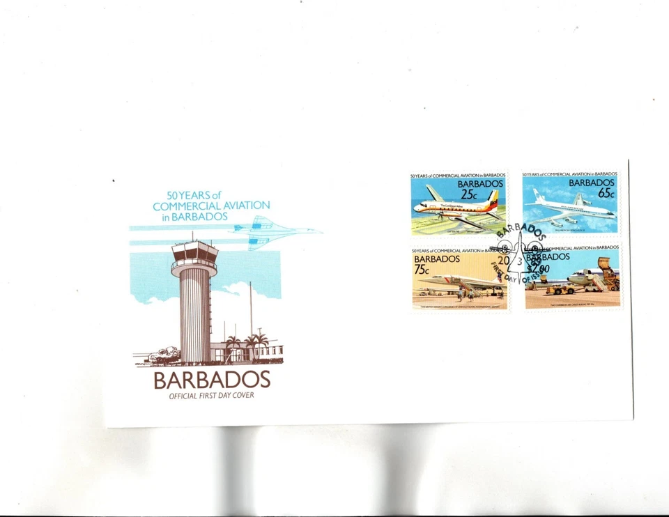 Barbados FDC Sc#739 to 742 Planes - Image 1 of 1