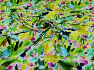 Minerva Exclusive Brushstroke Blooms Viscose Jersey Knit Fabric - per metre - Picture 1 of 6