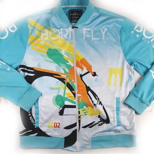 Born Fly Anytown USA Fahrradjacke mit Reißverschluss blau Größe 3X-Large Ärmel Hits - Bild 1 von 7