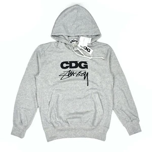 NWT CDG Comme des Garcons Stussy Surfman Logo Hoodie Gray Pullover AUTHENTIC - Picture 1 of 5