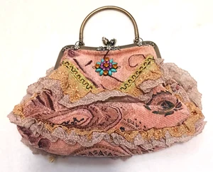 Monedero tapiz victoriano Ellea monedero decorado con volantes cuentas bolsillos - Imagen 1 de 12