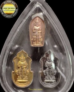 PROK BIMAKHAM TAOWASSUWAN 3ITEMS SET V1 LP ITT WAT CHULAMANEE PHRA THAI AMULET - Picture 1 of 22