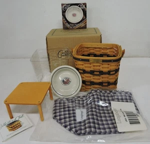 NIB 1999 LONGABERGER MINIATURE TWO PIE BASKET W/PROTECTOR/LINER/MINI PIE PLATE - Picture 1 of 16